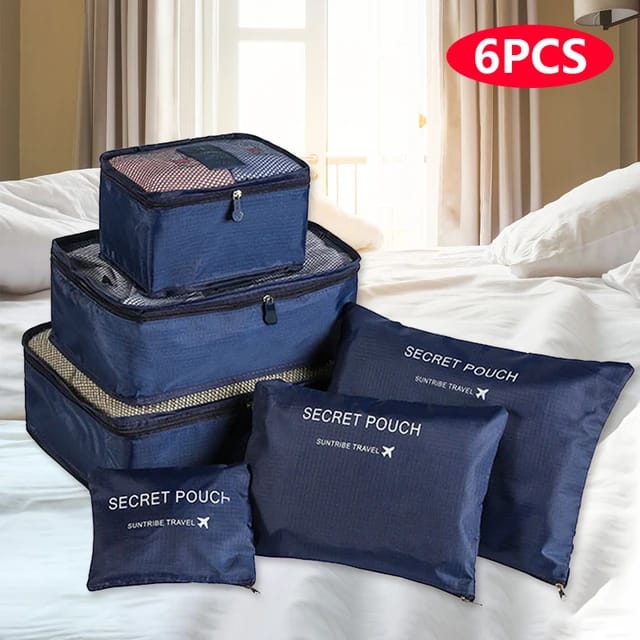 6 Pieces/Set Thicken Travel Storage Bags For Home Clothes Shoes Cosmetic Etc. Random Colours
