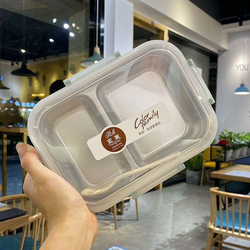 Steel Lunch Box with 2 Compartment & Spoon