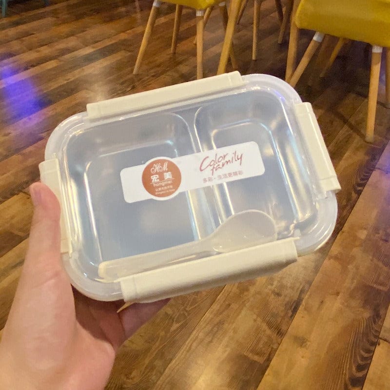 Steel Lunch Box with 2 Compartment & Spoon