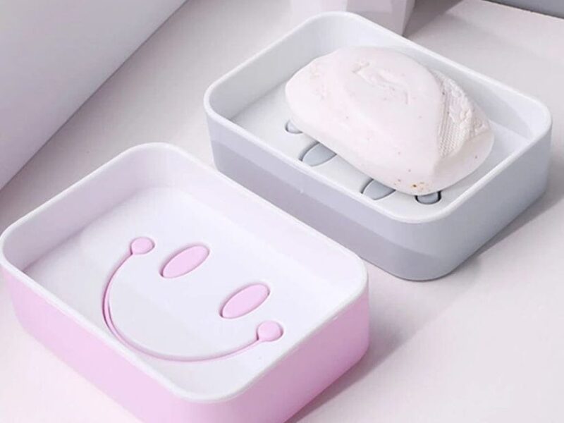 Smiley Double Layer Drain Soap Holder  Random Colors 