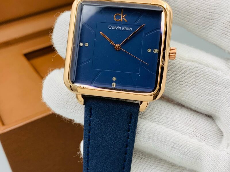 CK CALVIN KLEIN GENT'S COLLECTION METALLIC CASE LEATHER STRAP