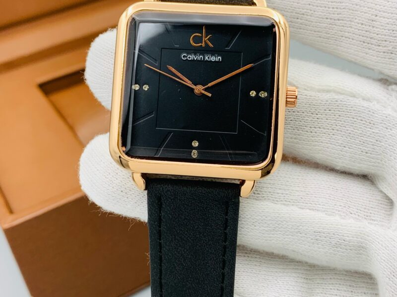 CK CALVIN KLEIN GENT'S COLLECTION METALLIC CASE LEATHER STRAP