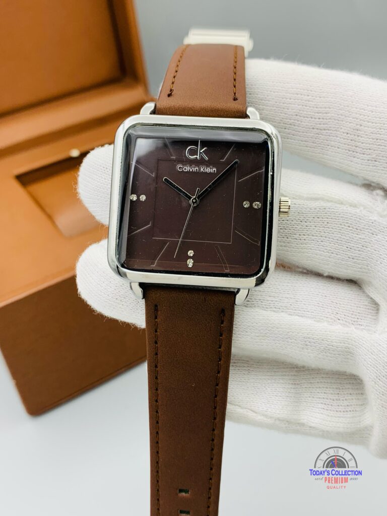 CK CALVIN KLEIN GENT'S COLLECTION METALLIC CASE LEATHER STRAP