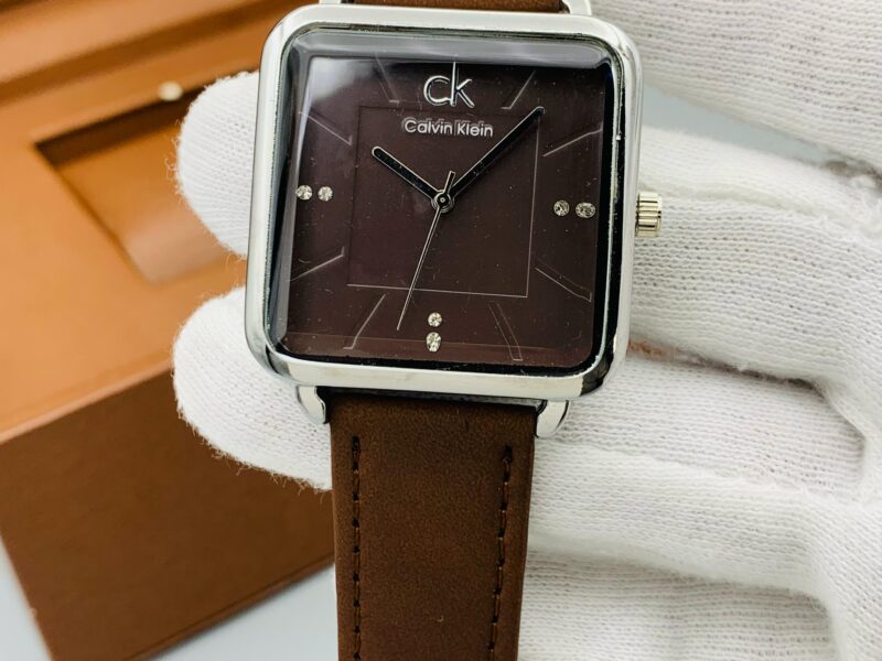 CK CALVIN KLEIN GENT'S COLLECTION METALLIC CASE LEATHER STRAP