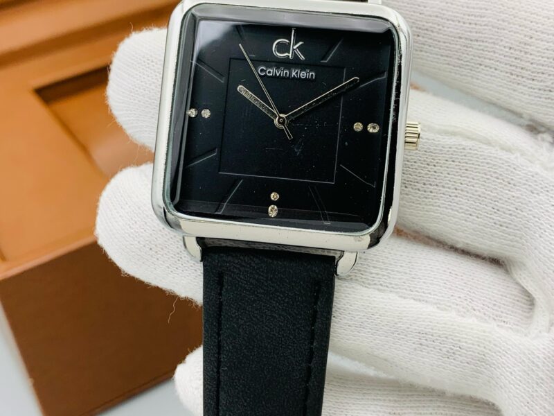 CK CALVIN KLEIN GENT'S COLLECTION METALLIC CASE LEATHER STRAP