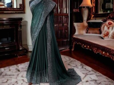 luxurious chiffon,dazzling Rhinestone Saree.