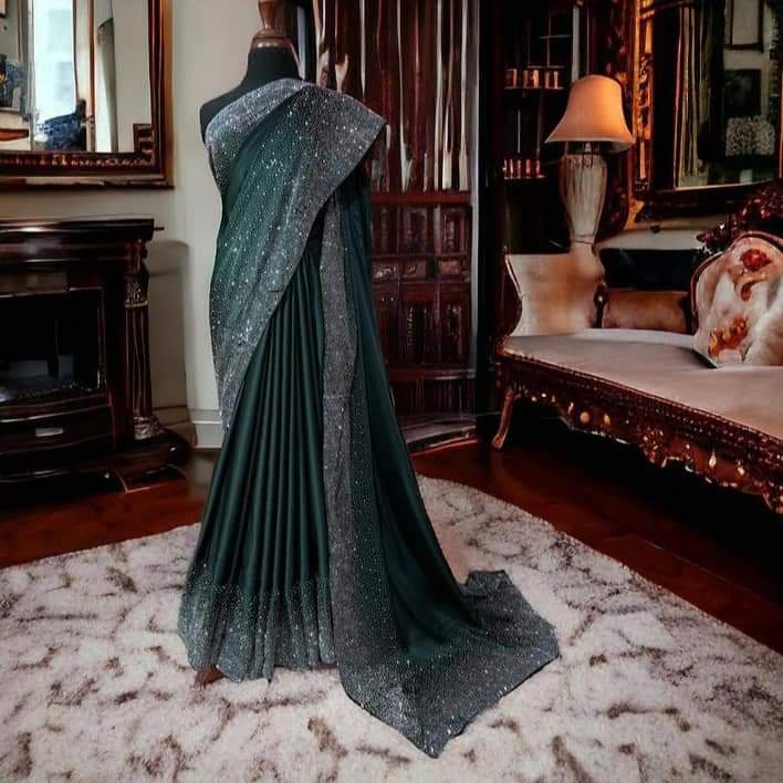 luxurious chiffon,dazzling Rhinestone Saree.