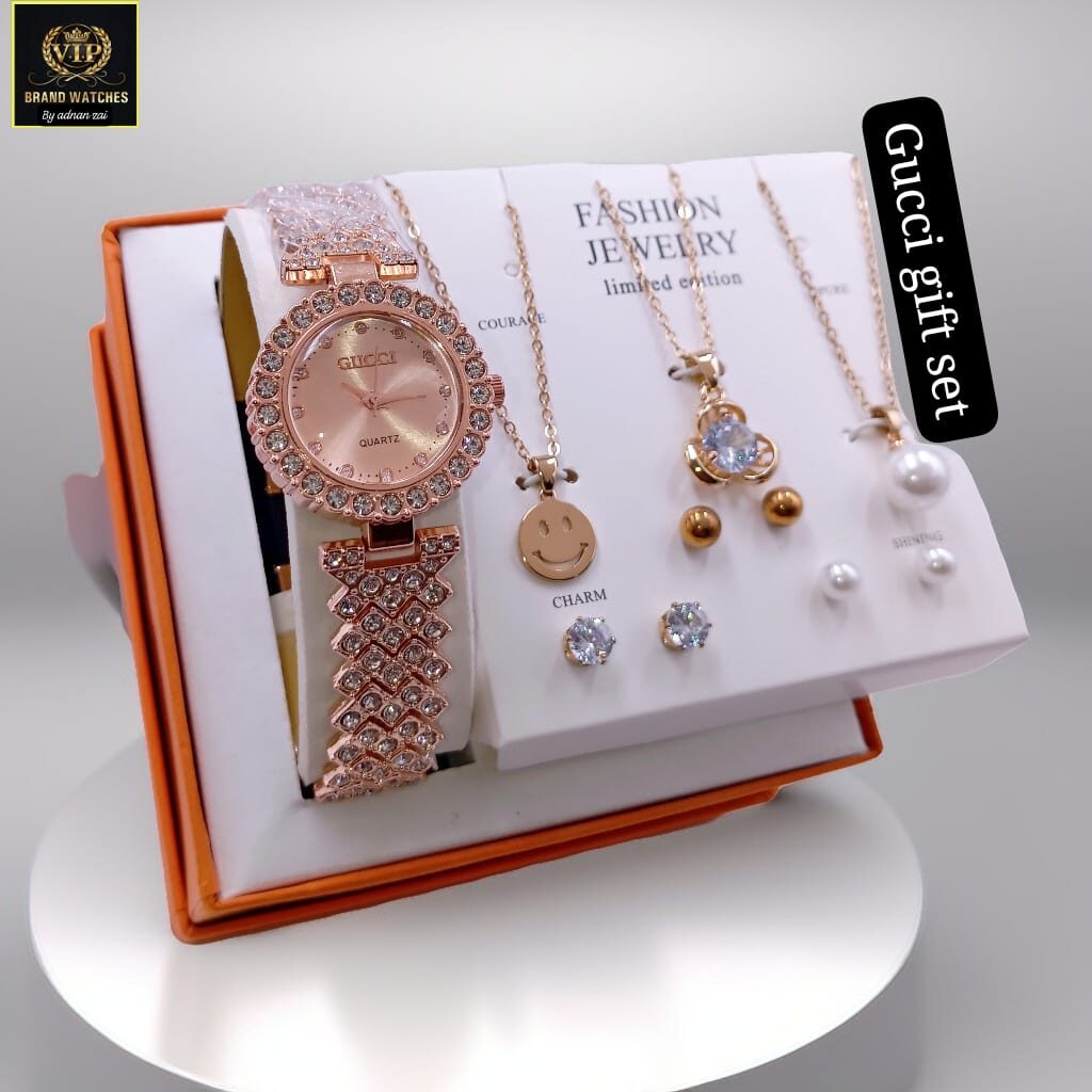 Gift Pack with watch And complete jewelry set