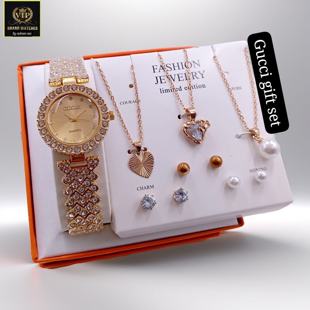 Gift Pack with watch And complete jewelry set