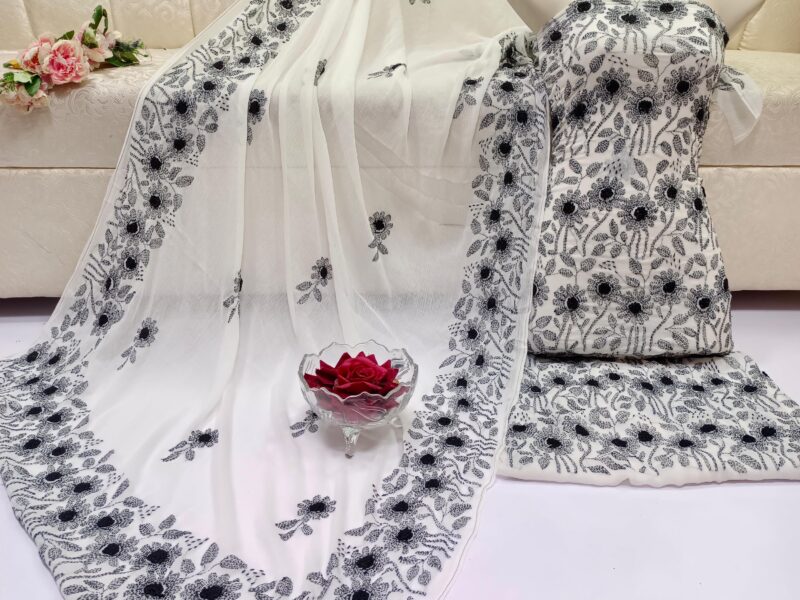 Handmade kacha bure work 2pc (Shirt Dupatta) All Over shirt with four side border dupatta Stuff : Pure Soft Chiffon (PART 2)