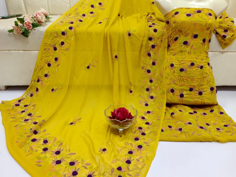 Handmade kacha bure work, 2pc (Shirt Dupatta) All Over shirt with four side border dupatta, Stuff : Pure Soft Chiffon(PART 1)