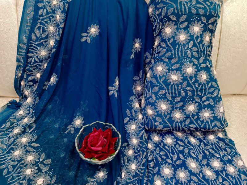 Handmade kacha bure work, 2pc (Shirt Dupatta) All Over shirt with four side border dupatta, Stuff : Pure Soft Chiffon(PART 1)