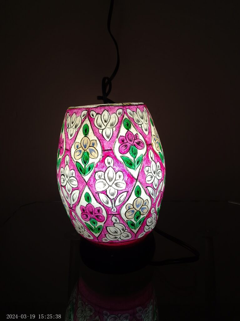 Camel skin lamp With blue art work