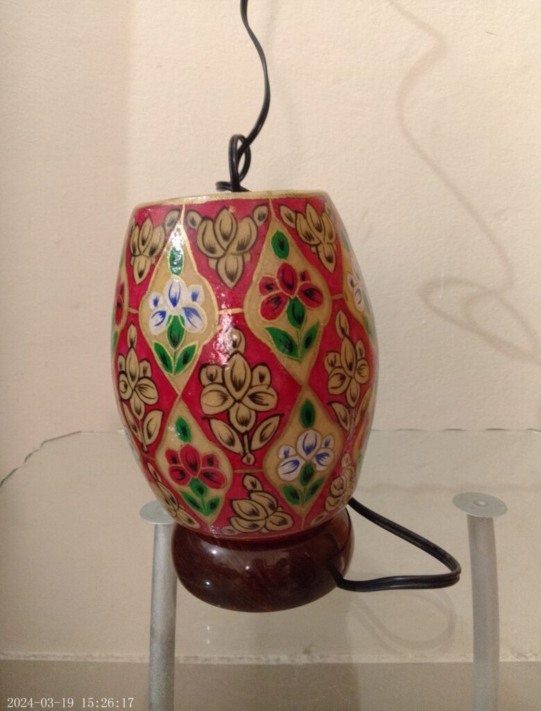 Camel skin lamp With blue art work