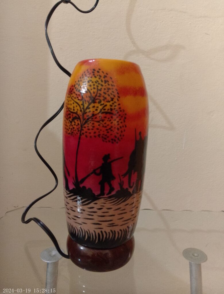 Camel skin lamp With blue art work