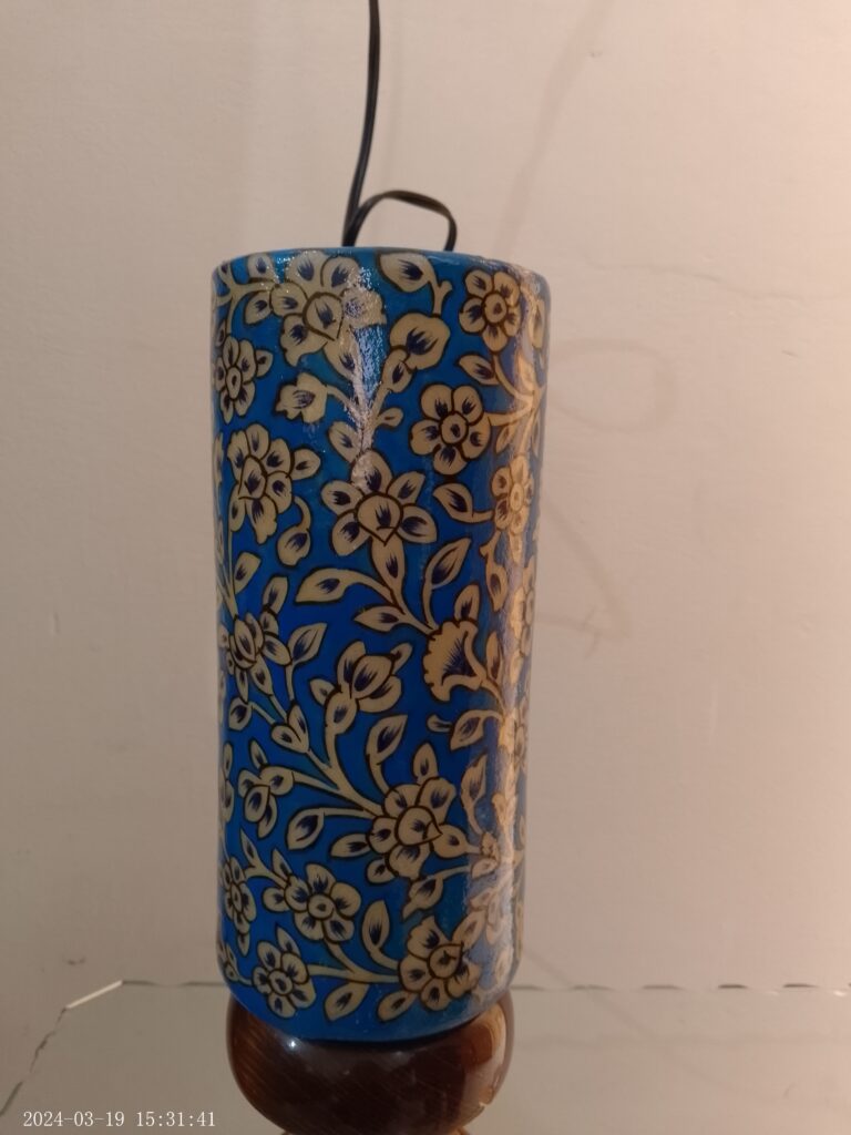 Camel skin lamp With blue art work