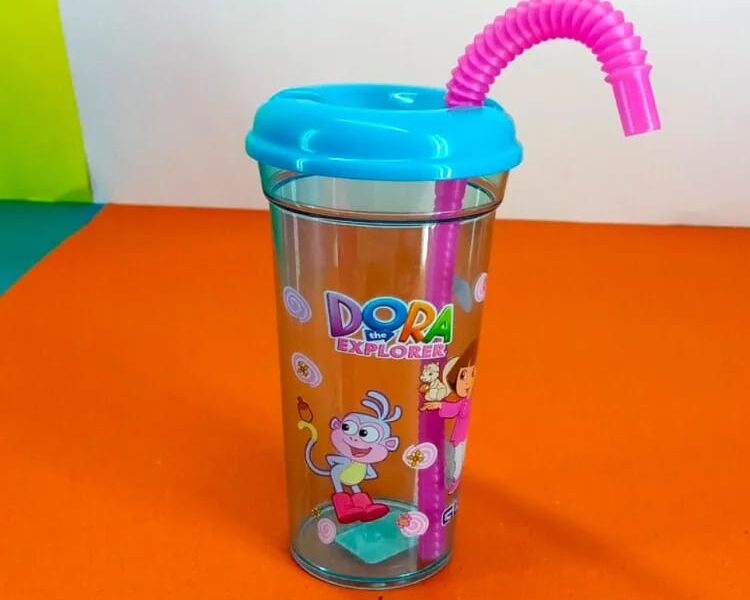 Sippy Cups Glass with Pipe Straw 300ML Random Colors & Design