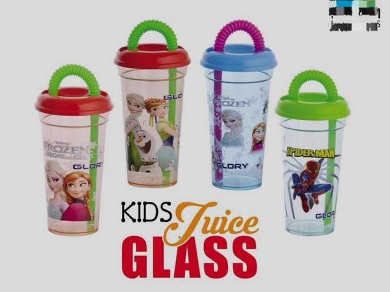 Sippy Cups Glass with Pipe Straw 300ML Random Colors & Design