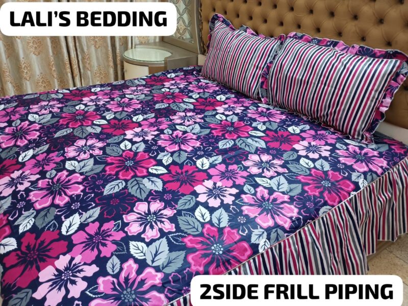 Latest Frill Design Bedsheet With 2 Pillow Covers