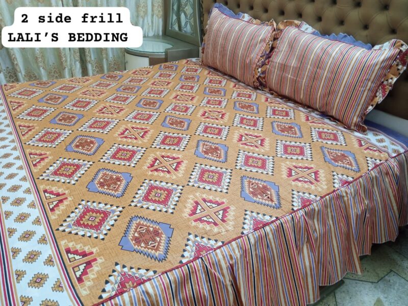 Latest Frill Design Bedsheet With 2 Pillow Covers