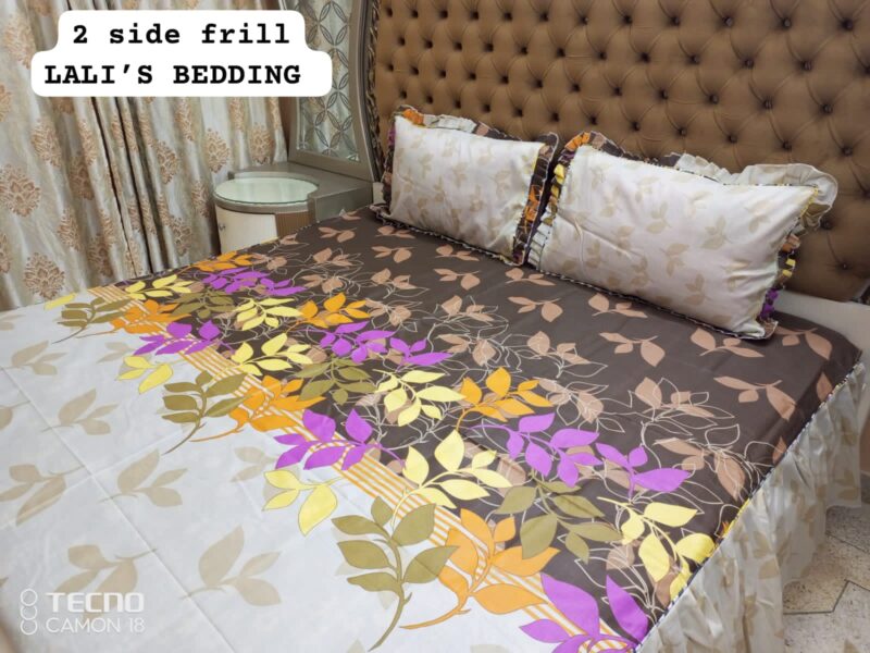 Latest Frill Design Bedsheet With 2 Pillow Covers