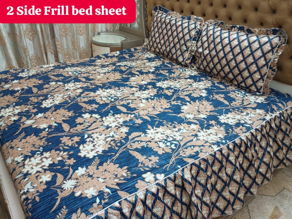 Latest Frill Design Bedsheet With 2 Pillow Covers