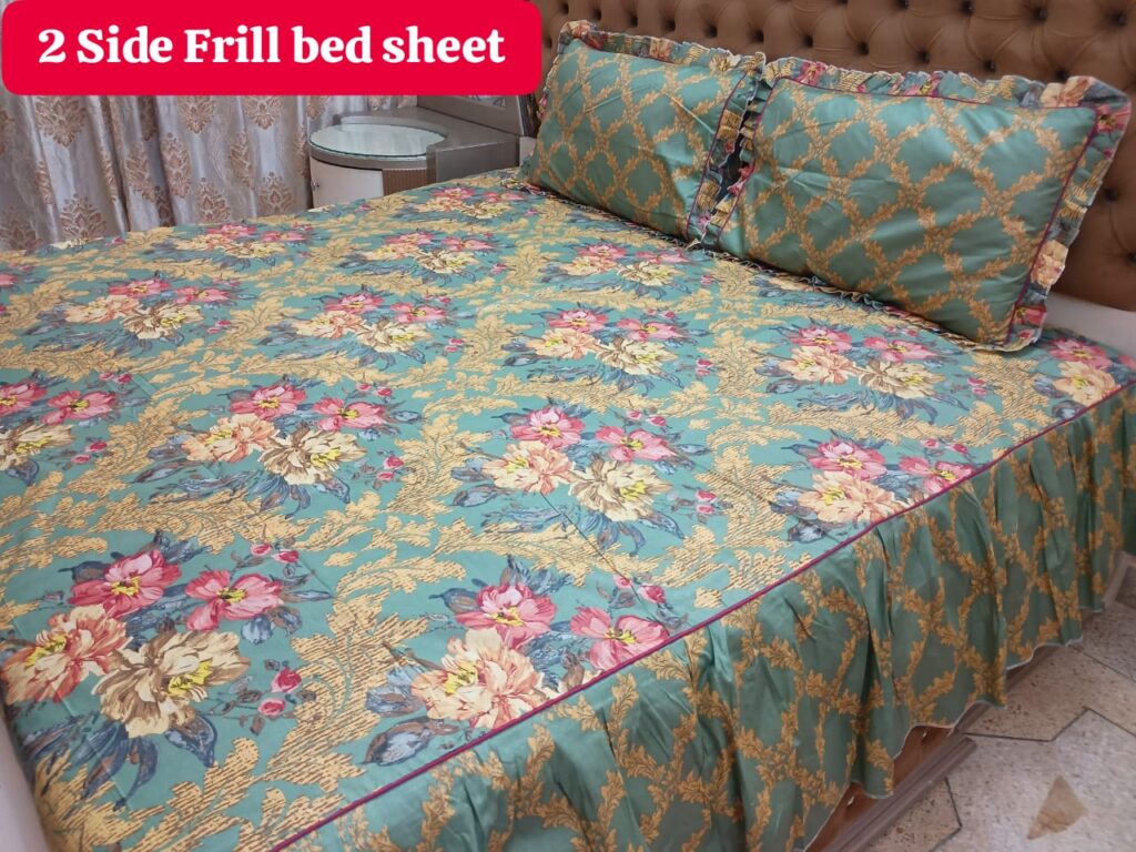 Latest Frill Design Bedsheet With 2 Pillow Covers