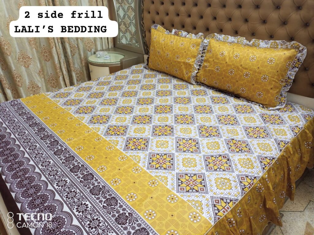 Latest Frill Design Bedsheet With 2 Pillow Covers