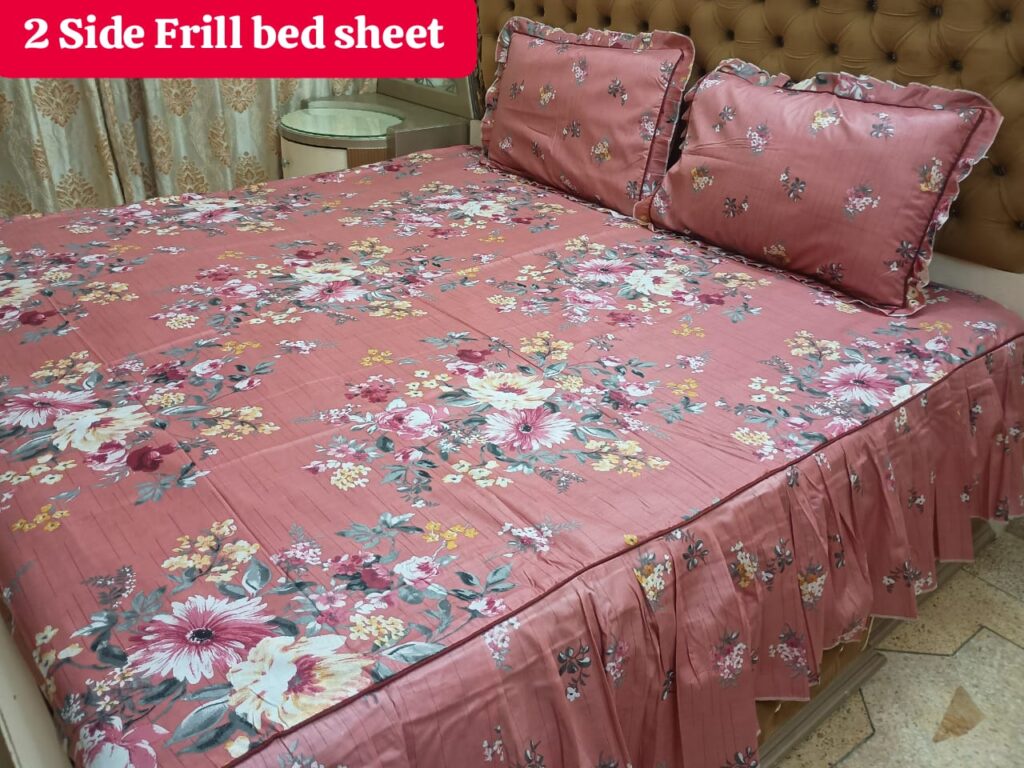 Latest Frill Design Bedsheet With 2 Pillow Covers