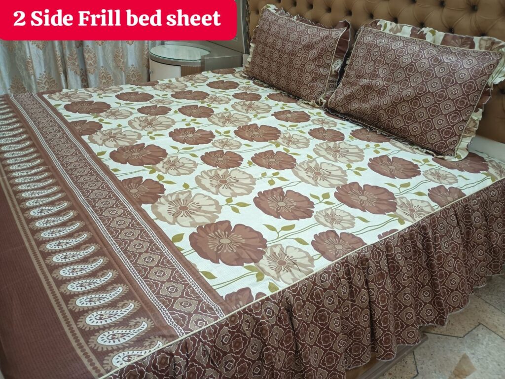 Latest Frill Design Bedsheet With 2 Pillow Covers