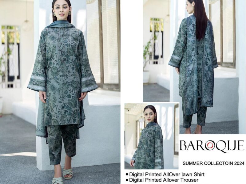 Summer Collection 2024 BAROQUE,(Premium Airjet Lawn) Quality (90/70),Lawn 3pc