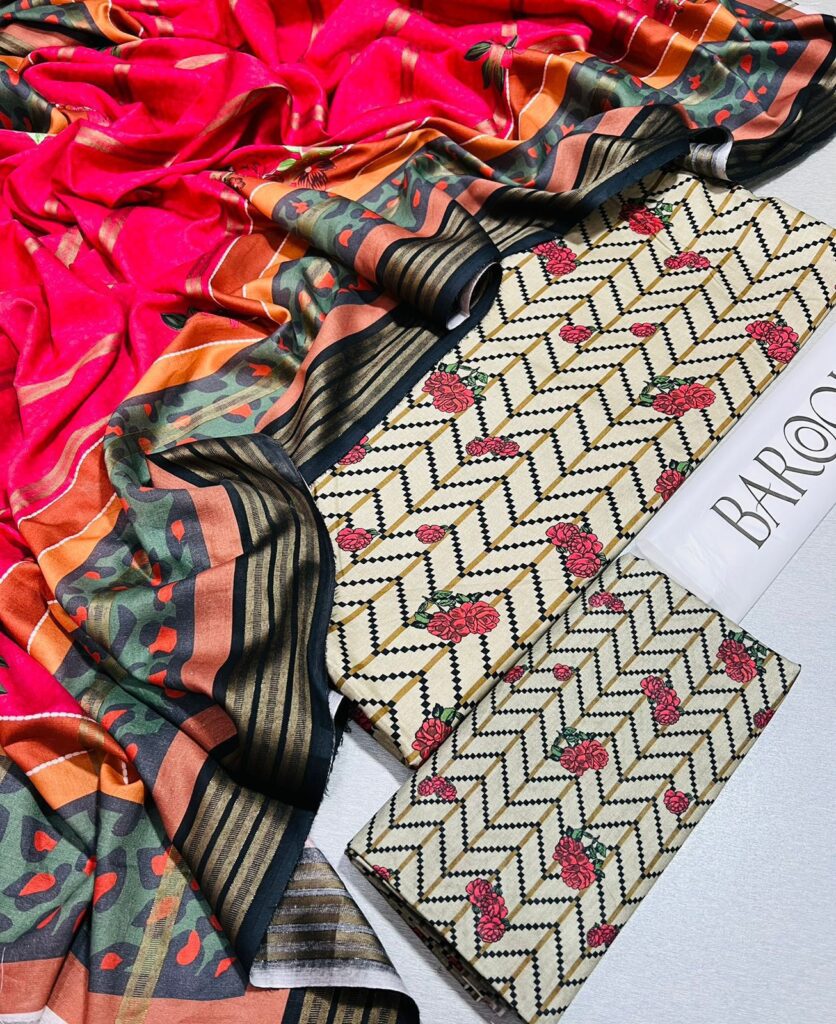 Summer Collection 2024 BAROQUE,(Premium Airjet Lawn) Quality (90/70),Lawn 3pc