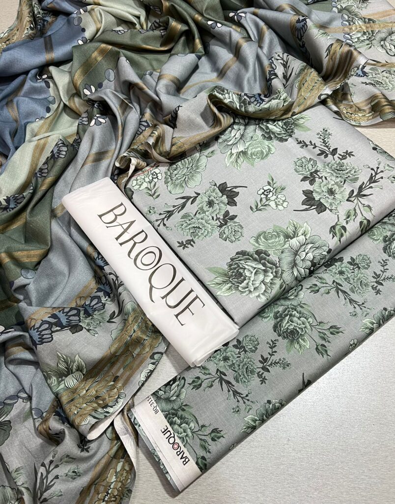 Summer Collection 2024 BAROQUE,(Premium Airjet Lawn) Quality (90/70),Lawn 3pc
