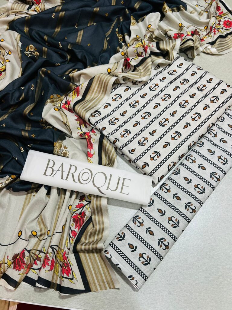Summer Collection 2024 BAROQUE,(Premium Airjet Lawn) Quality (90/70),Lawn 3pc