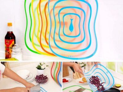 1pc Mini Silicone Plastic Chopping Board Food Cutting plastic Chopping Board Size 20 x 14 CM Random Colors