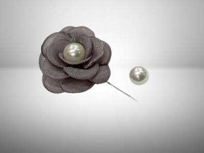 Organza flower with pearl brooch Fancy scarf pin