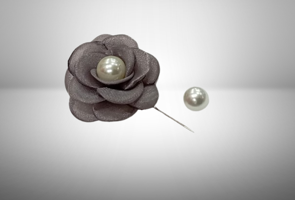 Organza flower with pearl brooch Fancy scarf pin