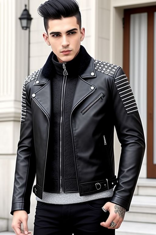 Men's Real Leather Motorcycle Jacket - Autumn/Winter Retro Windproof Byker Coat with Stand-up Collar, Slim Fit Zipper Real Sheepskin Jacket for Men and Young Adults