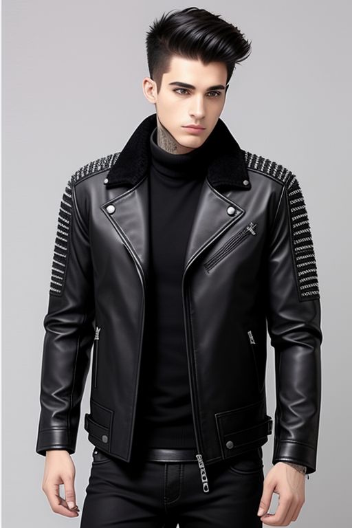 Men's Real Leather Motorcycle Jacket - Autumn/Winter Retro Windproof Byker Coat with Stand-up Collar, Slim Fit Zipper Real Sheepskin Jacket for Men and Young Adults