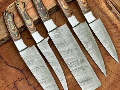 Damascus chef knife set of 5 kitchen knife - chef knife set Damascus Knife Christmas Gift Anniversary Gift For Him