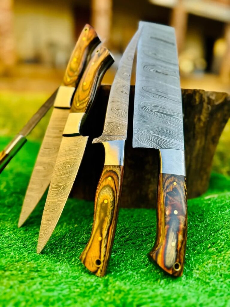 Damascus chef knife set of 5 kitchen knife - chef knife set Damascus Knife Christmas Gift Anniversary Gift For Him