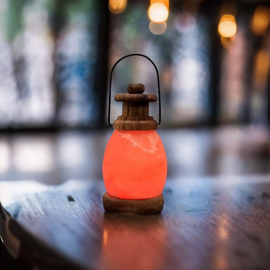 Himalayan Lantern Umbrella Shape white and pink Salt Lamp
