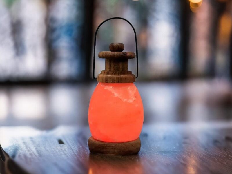 Himalayan Lantern Umbrella Shape white and pink Salt Lamp