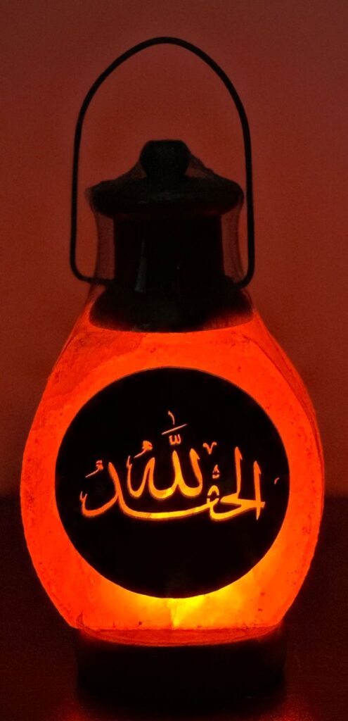 Himalayan Lantern Umbrella Shape white and pink Salt Lamp