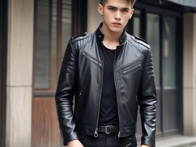 Men's Real Leather Motorcycle Jacket - Autumn/Winter Retro Windproof Byker Coat with Stand-up Collar, Slim Fit Zipper Real Sheepskin Jacket for Men and Young Adults