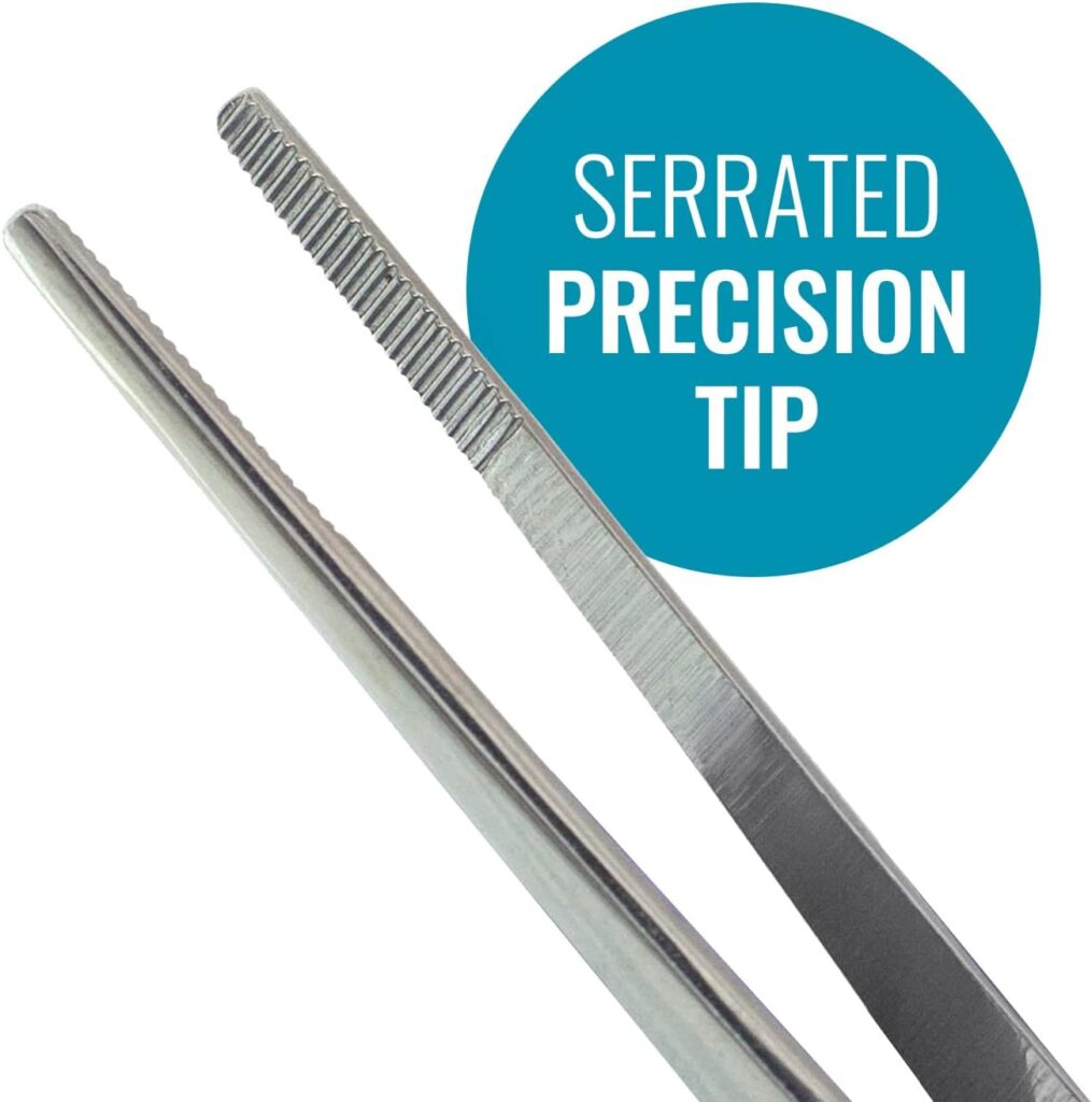 Tweezers and Dressing Forceps, 5.5 inches long, Serrated, Stainless Steel