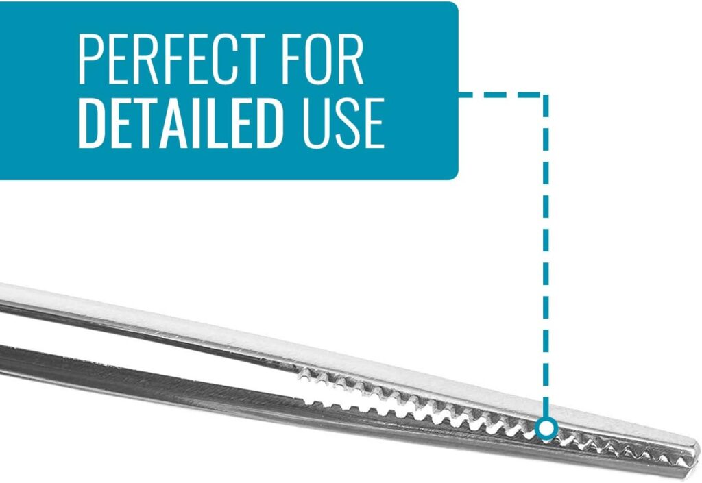 Tweezers and Dressing Forceps, 5.5 inches long, Serrated, Stainless Steel