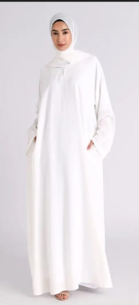 White abaya high quality with pokets