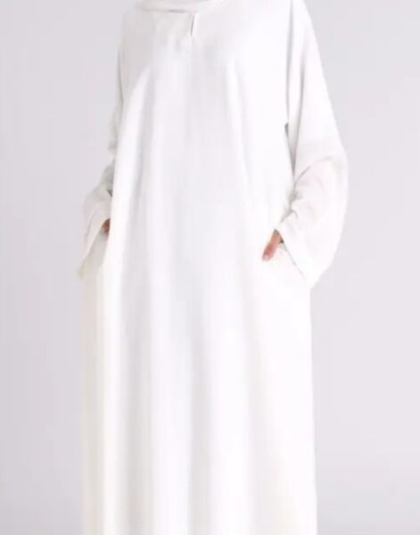 White abaya high quality with pokets