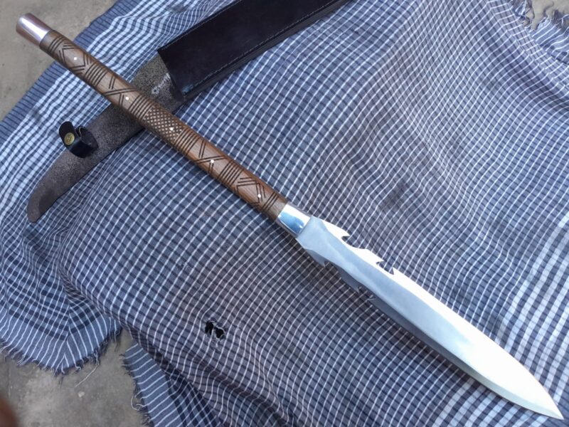 Custom handmade D2 tool steel viking spear combat knife survival spear